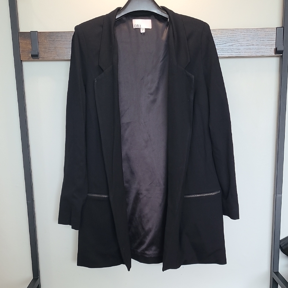 DR2 Black Longline Blazer Open Front